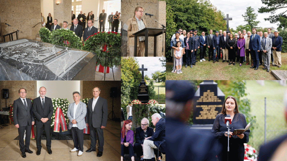 Collage mit Fotos von den Gedenkveranstaltungen zum nationalen Roma und Sinti Gedenktag in Wien und Lackenbach