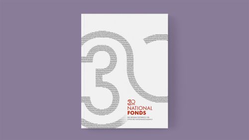 Mockup zur Festschrift 30 Jahre Nationalfonds